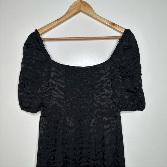 Good American Black Animal Print Button Front Puff Sleeve Corset Maxi Dress M - Picture 6 of 13